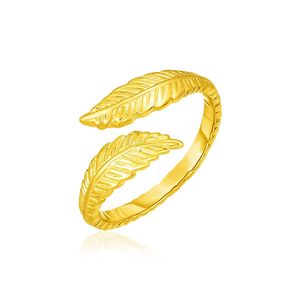 14k Yellow Gold Bypass Style Fashion <b>Ring</b> with Leaf Motif <b>Toe</b> <b>Ring</b> - Product Image 1