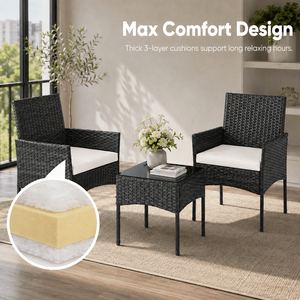 Set di Mobili da Giardino in Rattan PE a 3 Pezzi con Telaio in Alluminio, Due Sedie e Tavolo per Esterni - Product Image 3