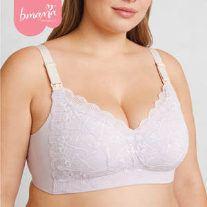 XL Cup Everyday Antibacterial Solid Maternity Nursing Bra 2-Tone Green Tea Lace Wire-Free Padded Plus Size Panties <b>Set</b> - Product Image 1