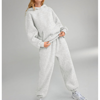 Ensemble de survêtement décontracté d'hiver pour femmes, grande taille, couleur unie, séchage rapide, respirant, coupe régulière, à capuche, léger, 100 % personnalisable