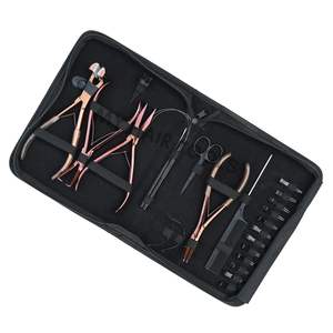 Juego de alicates para extensiones de cabello: Alicates de crimpado de 2 orificios, removedor de microeslabones, herramienta de gancho para separar secciones y separador de dedos - Product Image 1