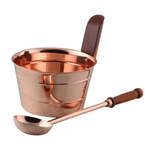 Juego de Cucharones para Sauna de Cobre Puro Forjado a Mano, Ecológico y Personalizable, con Mangos de Madera Aislados Térmicamente, Estilo Moderno para Spa - Product Image 2