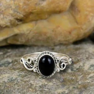 Anillo de Plata de Ley 925 con Piedra Preciosa de Ónix Negro Natural, Joyería Hecha a Mano, Regalo de Aniversario para Mujer, Venta al por Mayor - Product Image 4