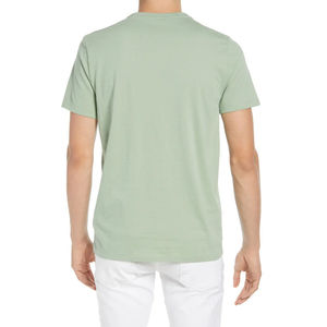 Camiseta de manga corta para hombre, color verde claro, estilo casual, diseño liso, 100% algodón, con servicios OEM y ODM. - Product Image 2