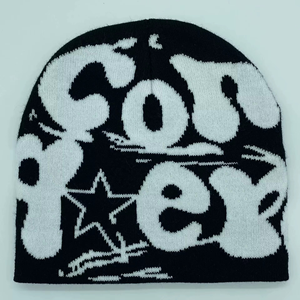 Bonnet en tricot jacquard personnalisé avec logo imprimé, bonnet d'hiver en tricot - Product Image 2