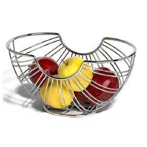Corbeille à fruits en fer haut de gamme et élégante avec motifs de feuilles et pieds courbés, un objet de rangement artistique et pratique pour la décoration de table. - Product Image 3