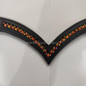 Bande de sourcils en cuir forme de V, multicolore, strass à fixer avec un canal vide et couture complète, vente en gros, - Product Image 5