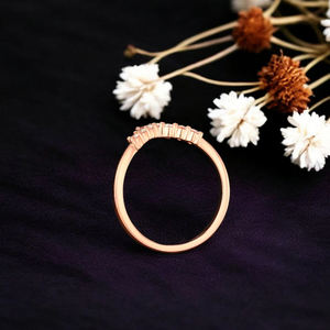 Anillo Delicado Curvo con Circonita Cúbica de Diseño Único, Plata de Ley 925, Oro Rosa, Anillos de Boda, Aniversario, Promesa Nupcial, Joyería - Product Image 4