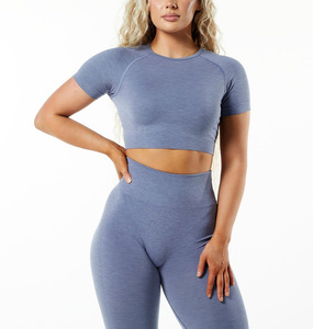 Ropa Deportiva para Mujer, Camiseta de Yoga sin Costuras de Color Sólido, Manga Larga, Top Corto para Entrenamiento, Secado Rápido, Transpirable, Conjuntos de Yoga - Product Image 6