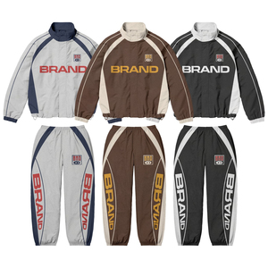 Vintage Oversized Tracksuit <b>Men</b> Custom Two Piece Streetwear Set Loose Fit <b>Jacket</b> and Jogger Pants Urban Fashion Wear - Product Image 1
