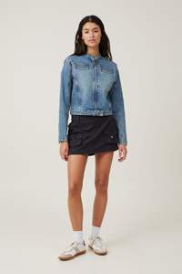 Chaqueta Vaquera para Mujer con Lavado Ácido, Estilo Retro de los 90, Abrigo de Mezclilla, Estética Urbana - Product Image 3