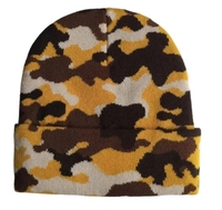 Bonnet tricoté camouflage personnalisé unisexe, chaud d'hiver, à revers, style streetwear décontracté, vente en gros, logo OEM