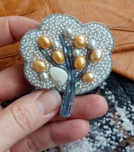 Artistic Handcrafted Embroidered Beaded Brooch <b>Pin</b> for Unisex Wedding and Everyday Fashion - Product Image 2
