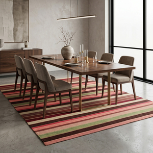 Tapis DECORDEC en laine tufté à la main, écologique, antidérapant, à rayures horizontales, à poils épais, design moderne pour salon, chambre, hôtel - Product Image 4