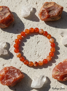 Handmade AAA Red Carnelian Round Bead Bracelet – Polished Gemstone Stretch Bracelet for <b>Men</b> & Women - Product Image 5