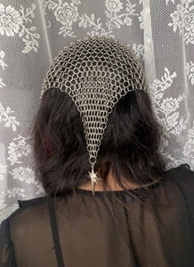 ชุดเกราะศีรษะแบบโซ่เหล็กชุบเงิน สไตล์โกธิค ศิลปะงานฝีมือทางศาสนา - Product Image 4