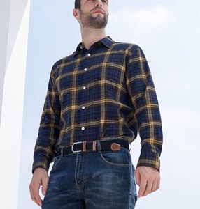 Camisas de Hombre a Cuadros, Estilo Casual de Negocios, Manga Larga, con Botones, Venta al Por Mayor - Product Image 4