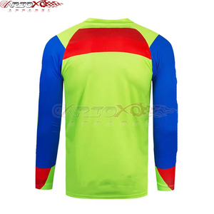 Maillot de course moto unisexe à manches longues, color-block vert bleu rouge, coupe-vent, séchage rapide, en polyester, pour adultes, toutes saisons - Product Image 5