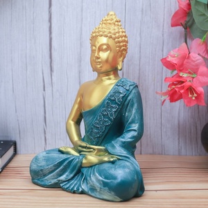 Statue de Bouddha Bleu Moderne Sculpture Polymarble Pièce Décorative pour Table de Méditation Décoration de Maison - Product Image 3