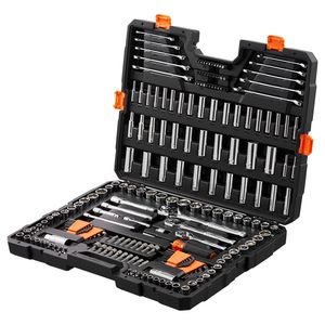 Set di Chiavi a Bussola da 205 Pezzi con Attacco da 1/4\", 3/8\", 1/2\" - Kit Attrezzi Meccanici Profondi Standard SAE e Metrici - Product Image 1