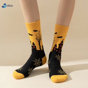 Custom Halloween Crew <b>Socks</b> Men's Cotton <b>Polyester</b> Spandex Printed Funny Pattern Breathable Knitted Autumn Daily Wear <b>Socks</b> - Product Image 2