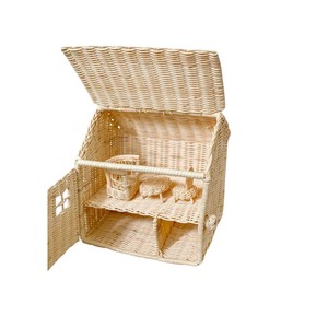 Juguete de Mimbre Hecho a Mano de Moda para Niños, Casa de Muñecas de Estilo Vintage, Modelo Educativo con Bolsa de Transporte para Bebés - Product Image 4