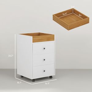 Mobiletto Portadocumenti Bianco a 3 Cassetti con Vassoio Superiore, Salvaspazio, per Ufficio Domestico, con Supporto per Stampante Assemblato - Product Image 3