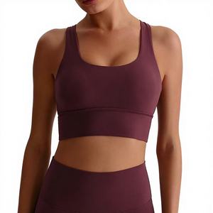 Custom Women Gym Crop <b>Bra</b> Seamless Knit Sports <b>Bra</b> for Boutique Gym Retail Wholesale - Product Image 4