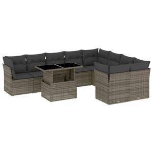 Conjunto de Sofás de Jardín de Ratán Gris Oscuro, 6 Plazas, Resistente a la Intemperie, Muebles de Exterior de Diseño Contemporáneo - Product Image 2