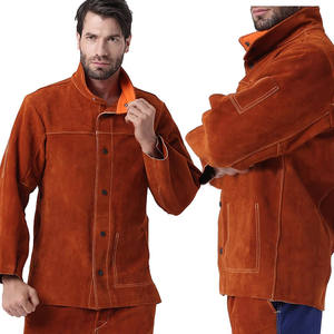 Leather Welding <b>Work</b> Jacket Quick Leather Flame Retardant <b>Waterproof</b> Heavy Duty Split Cowhide 500C-1000C Heat Resistance - Product Image 3