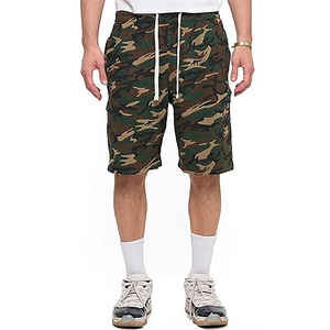 Shorts décontractés pour hommes en tissu Oxford lin/coton brodé avec cordon de serrage, taille haute, écologiques, coupe-vent, légers, pour l'été - Product Image 2