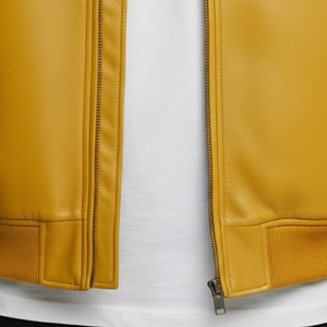 Veste d'hiver personnalisée 2026 pour homme, nouvelle veste en cuir tendance, tissu en toile de haute qualité, tricotée, meilleur design, fermeture éclair haute, hiver - Product Image 6