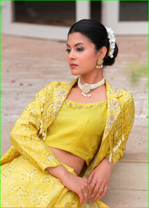 Conjunto de Chaqueta y Lehenga Amarillo Marigold Fusion - Product Image 3