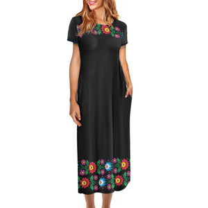 Robes mexicaines traditionnelles en coton, colorées, brodées, en dentelle crochet, à manches longues, vente en gros - Product Image 2