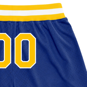Pantalones Cortos de Baloncesto de Malla Sublimada Azul y Amarillo para Hombre, Pantalones Cortos Deportivos de Poliéster con Estampado Digital para Entrenamiento, Ropa Deportiva - Product Image 3