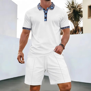 Conjunto Deportivo para Hombre 2026, Camiseta Polo con Botones a la Moda de Verano, Pantalones Cortos con Cordón, Conjunto de 2 Piezas de Algodón - Product Image 4