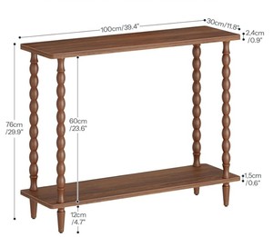 Mesa Consola Moderna de Madera Maciza para Pasillo con Estante de Almacenamiento, Diseño Rústico para Entrada con Patas de Espiga, Mueble para Sala de Estar - Product Image 6