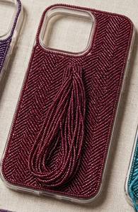 Funda para Teléfono con Borlas de Cuentas para iPhone de Apple, Color Negro Medianoche, Estilo Dulce, Personalizada - Product Image 1
