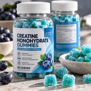 Gummies de créatine monohydrate personnalisées OEM ODM sous marque privée, formule concentrée, 60 bouchées, saveur myrtille, supplément nutritionnel sportif - Product Image 2