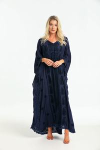 Kaftan de estilo indonesio para adultos, elegante bohemio, manga de murciélago, bordado clásico, dobladillo con flecos de encaje delicado, Fiesta en la playa, rayón caliente - Product Image 6