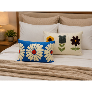 Luxury Cotton Slub Embroidered <b>Cushion</b> <b>Cover</b> | Designer Floral Throw Pillow <b>Cover</b> for Home Decor - Product Image 3