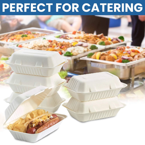 Envase Biodegradable Desechable Ecológico de Bagazo de Caña de Azúcar, Resistente al Agua, Tipo Concha, OEM Personalizable, Origen Rayong, para Comida para Llevar - Product Image 3