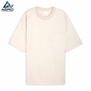 เสื้อยืดผู้ชายคอตตอนแบบเรียบ สั่งทำขายส่ง OEM ทรงหลวม ไหล่ตก ผ้าหนา แขนสั้น - Product Image 5