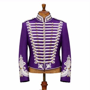 <b>Men's</b> White <b>Double</b> <b>Breasted</b> Hussar Jacket With Gold Buttons And Embroidered Sleeve Formal Winter <b>Coat</b> - Product Image 3