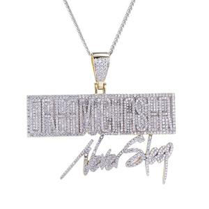 Collar con Colgante de Plata de Ley 925 con Letra Personalizada y Moissanita, Estilo Hip Hop de Lujo para Fiesta - Product Image 1