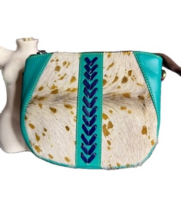 Sac à main pour femme en cuir véritable fait main indien, style bohème, imprimés animaux, fermeture éclair, cuir recyclé écologique, idéal pour les voyages printaniers - Product Image 2