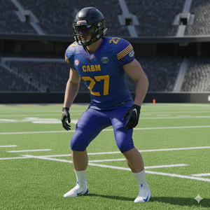 ชุดยูนิฟอร์มอเมริกันฟุตบอลแบบแขนสั้นพิมพ์ลายแบบ Sublimation พร้อมเสื้อคอมเพรสชั่น หมวกกันกระแทก ถุงมือ และกระเป๋าอเมริกันฟุตบอล - Product Image 5