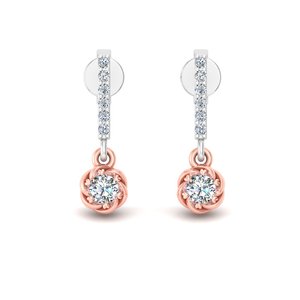 Boucles d'oreilles pendantes minimalistes en or massif 10k, 14k, 18k avec diamant de laboratoire taille ronde, idéales pour cadeau, fête, anniversaire et usage quotidien - Product Image 4