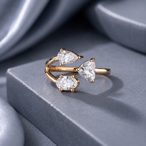 Bague en diamant de laboratoire en forme de cœur ovale, argent sterling S925 plaqué or jaune, 1,08 CT EF+, cadeau de luxe pour femmes - Product Image 1