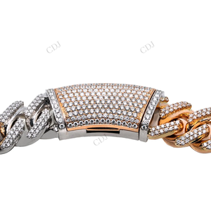 สร้อยคอแบบ Cuban Link ชุบทอง 18 มม. ยาว 26 นิ้ว สไตล์ฮิปฮอป ประดับเพชร VVS Moissanite ตัวล็อคหรูหรา ทำจากเงินแท้ เหมาะสำหรับทั้งผู้ชายและผู้หญิง - Product Image 2